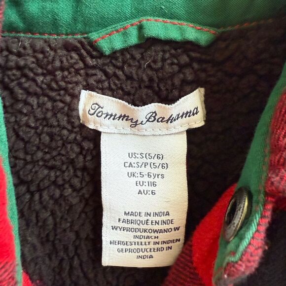Tommy Bahama Buffalo plaid fleece jacket Shacket shirt red & black Size 5/6 - Picture 4 of 5